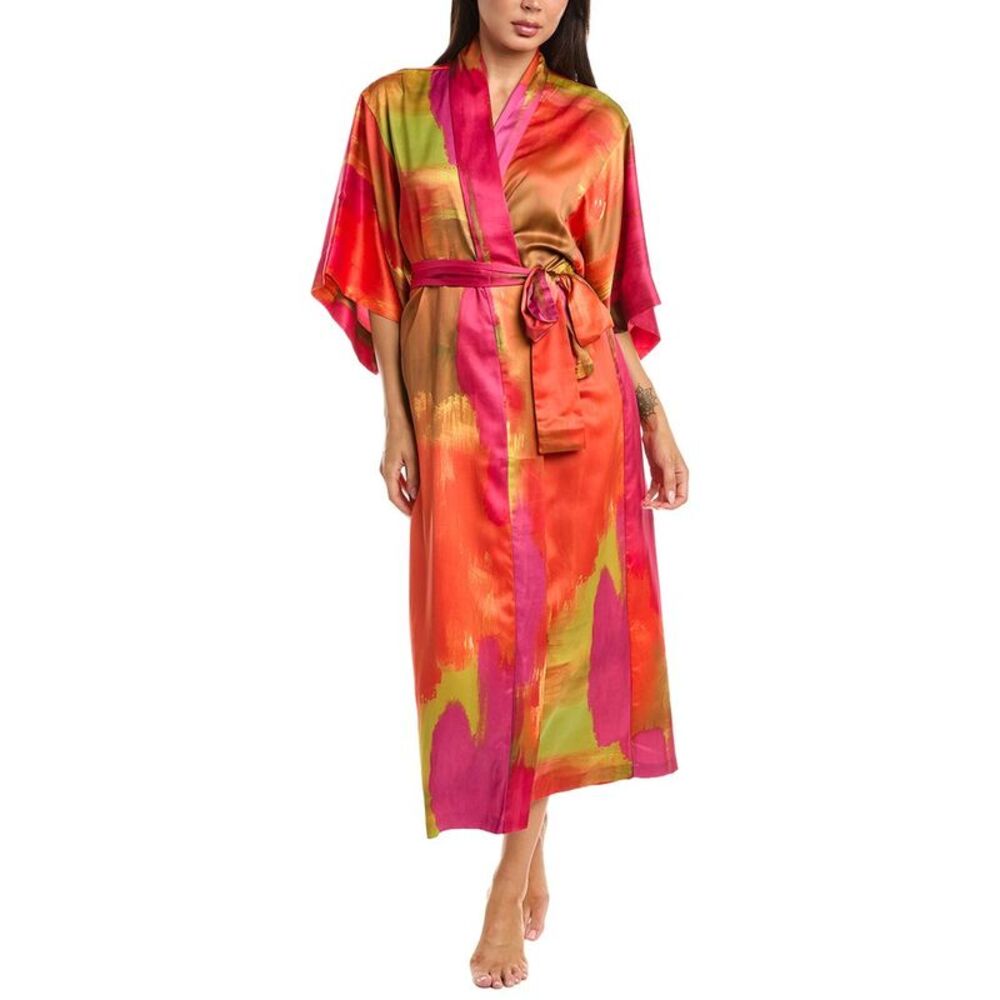 Natori Womens Printed Robe, Red